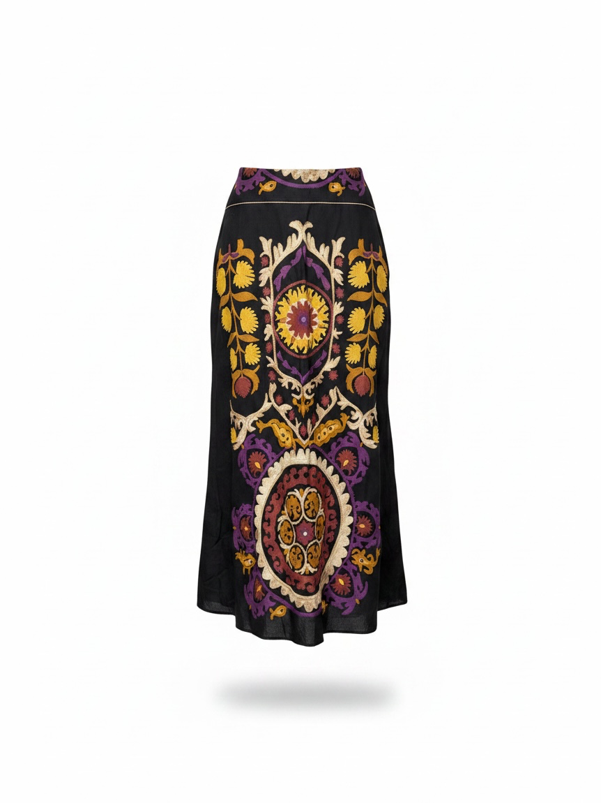 Preloved Ba&sh Skirt Size 2 UK 10 Black Purple Orange