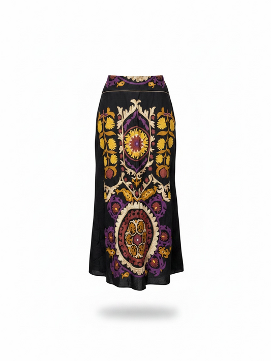 Preloved Ba&sh Skirt Size 2 UK 10 Black Purple Orange