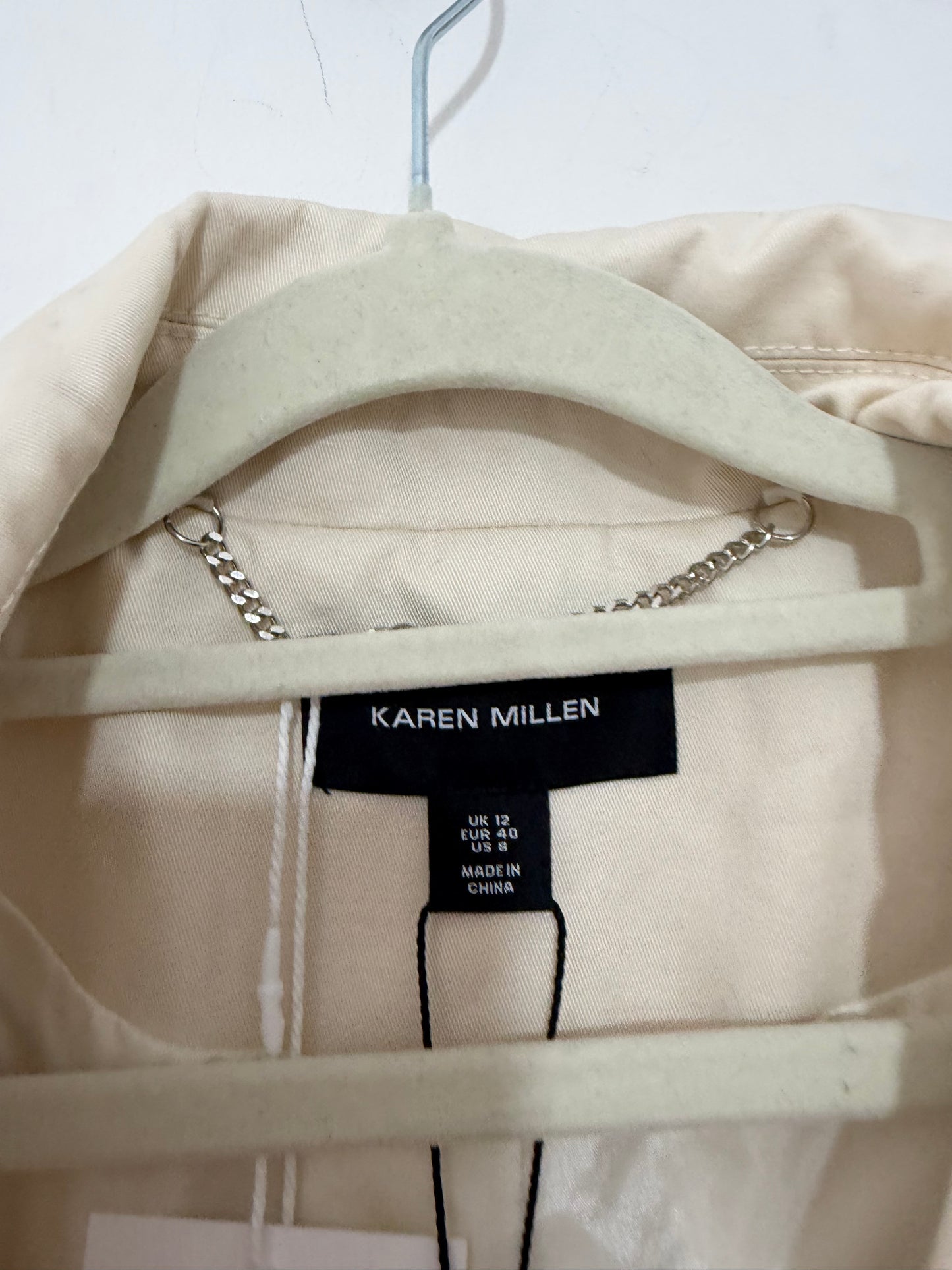 Preloved Karen Millen Trench Coat Size 12 Cream BNWT