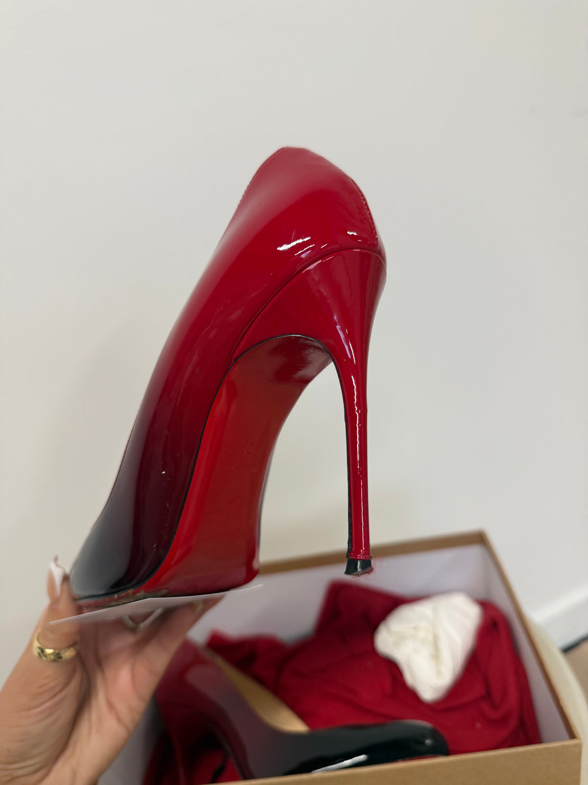 Preloved Christian Louboutin Heels Size 38 UK 5 Red and Black