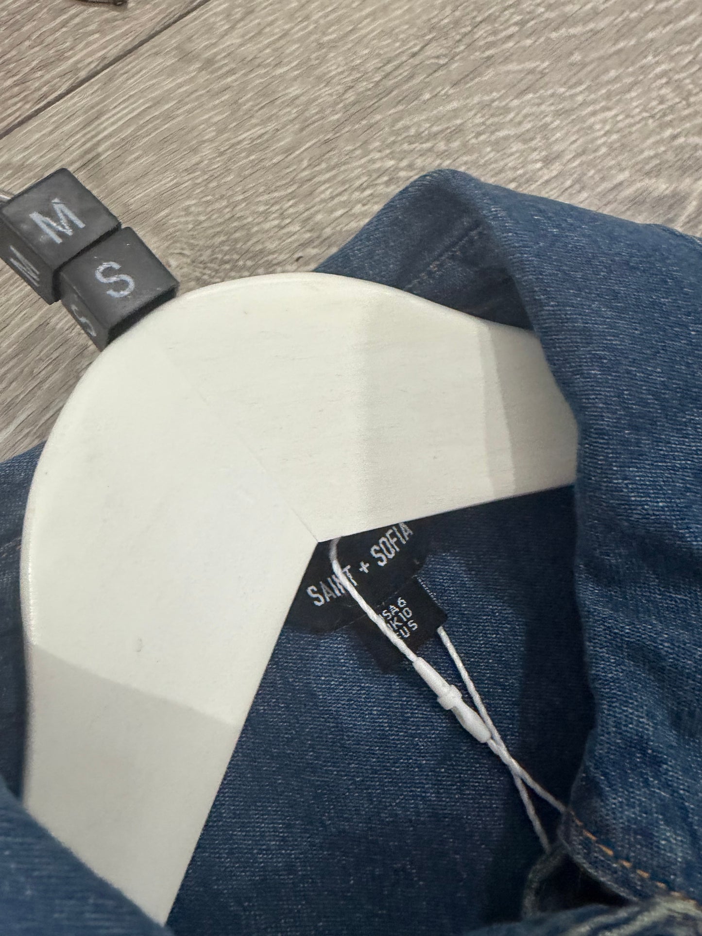 Studded Blue Saint + Sofia Denim Shirt, Size 10