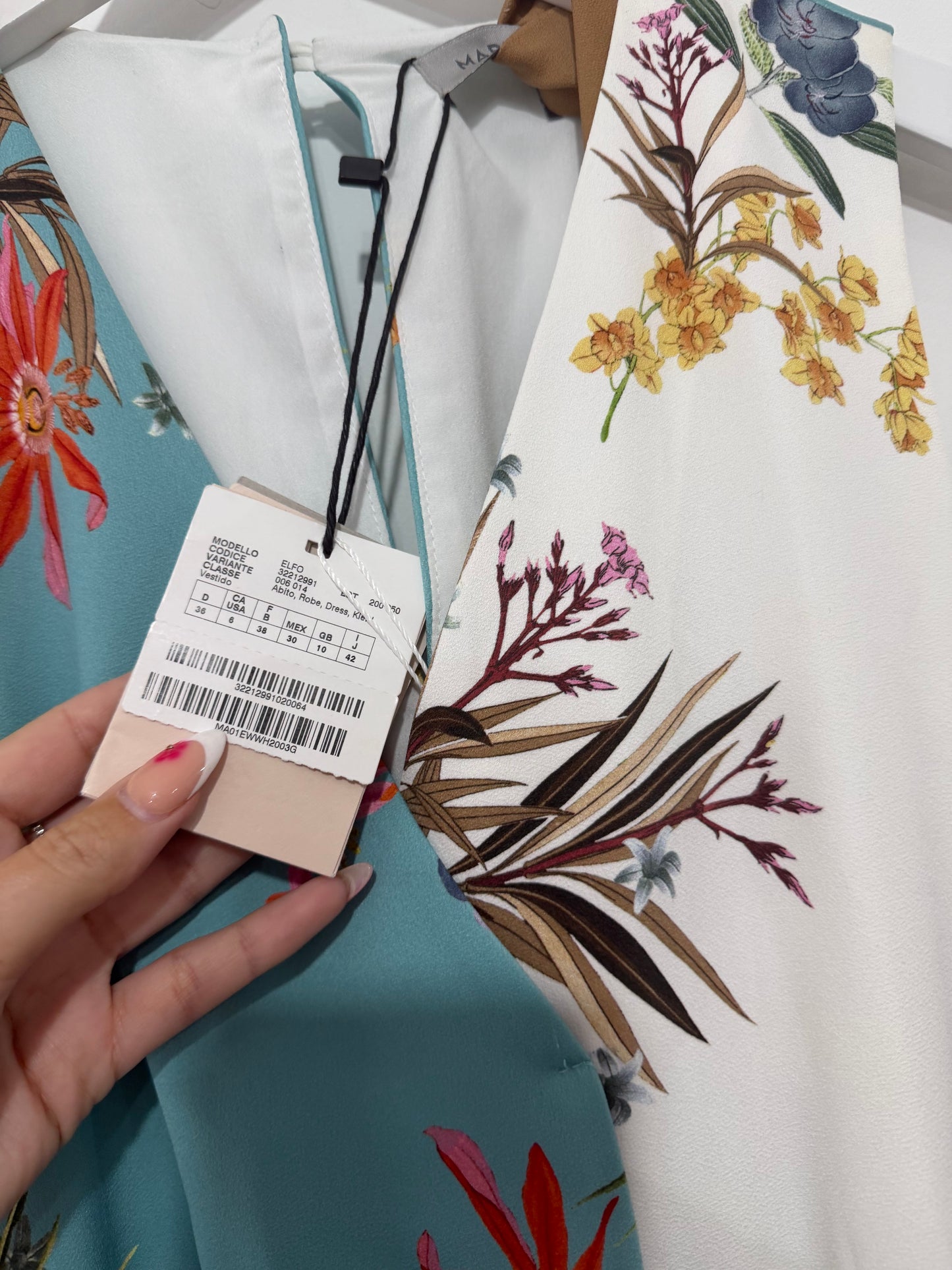 Preowned Blue Pattern Marella Brand New Dress, Size 10
