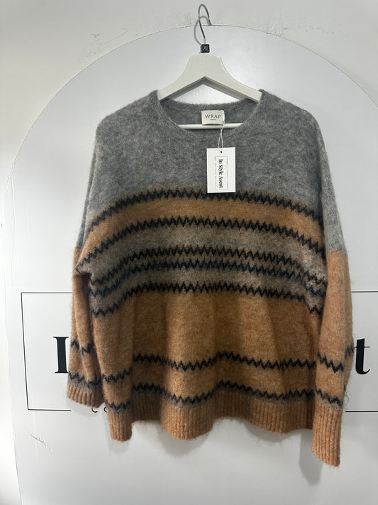 Grey + Beige WRAP Mohair + Wool Jumper, 18