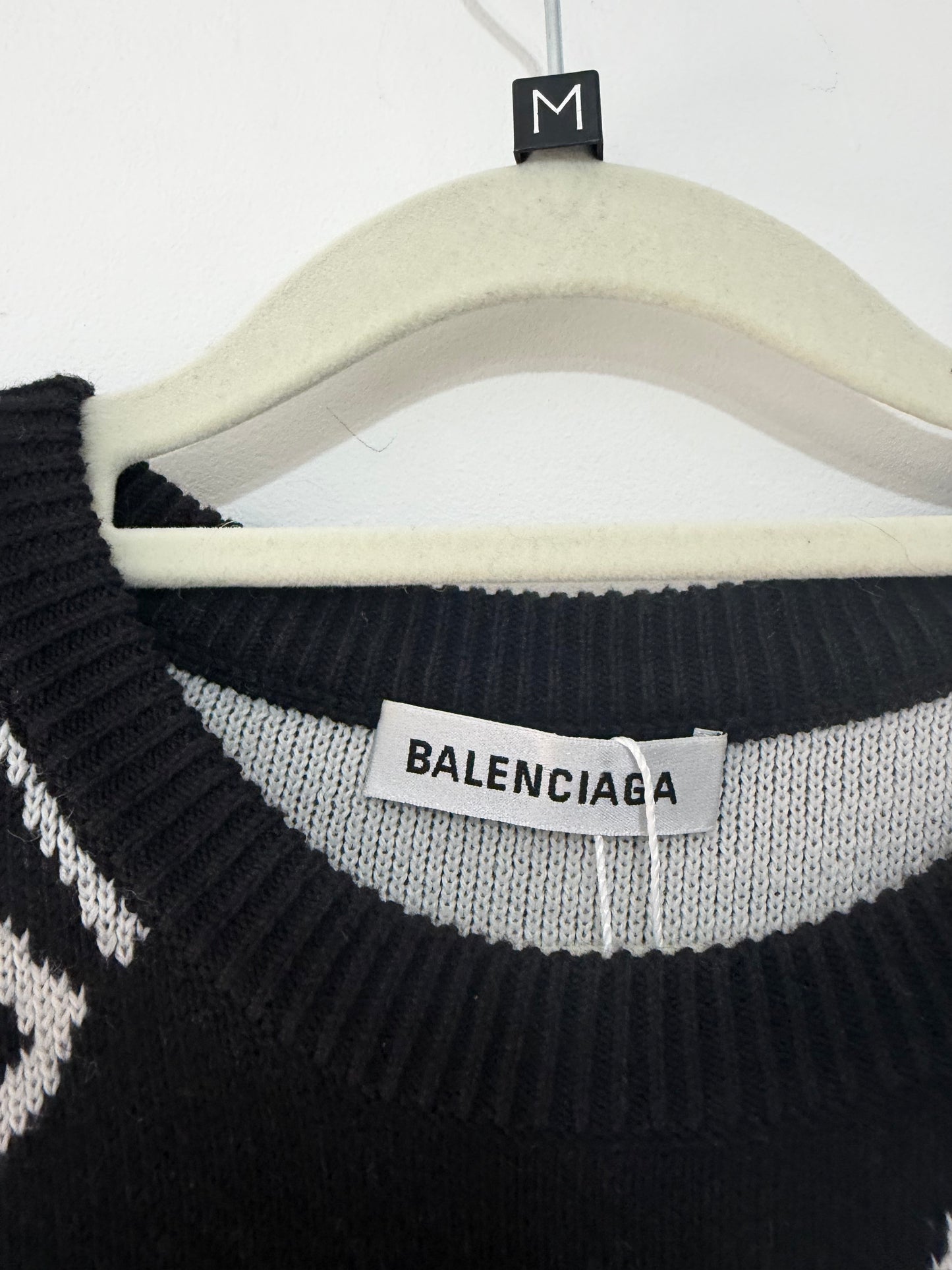 Preloved, Logo Black Balenciaga Unisex Jumper, Size S (Oversized)