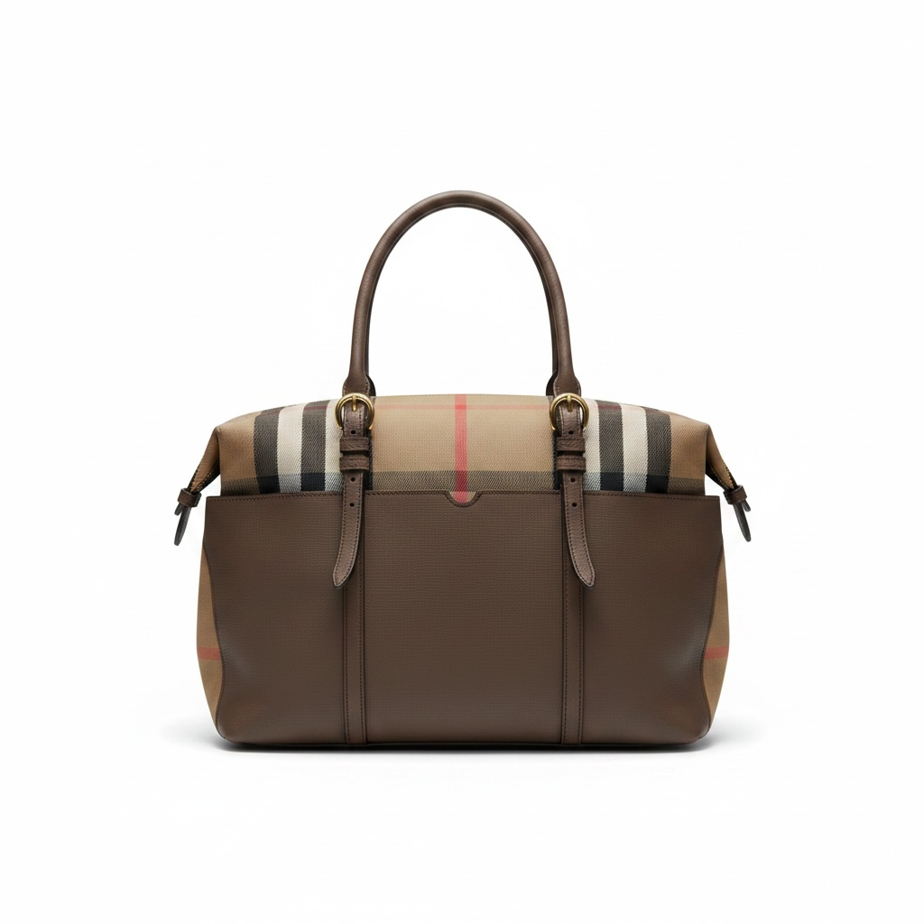 Preowned, NEW, Monogram and Leather Burberry Baby Bag