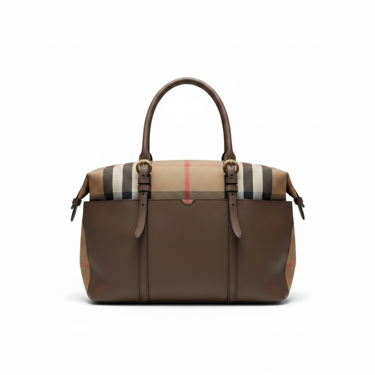 Preowned, NEW, Monogram and Leather Burberry Baby Bag