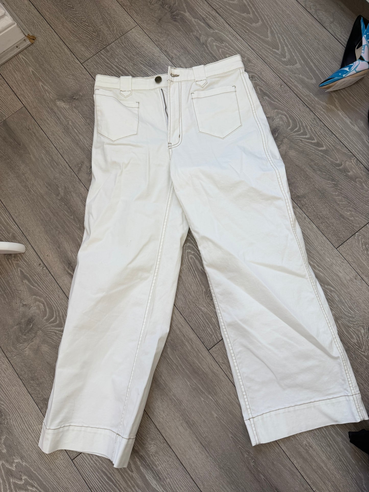 Preloved White Frame Jeans, Waist 27
