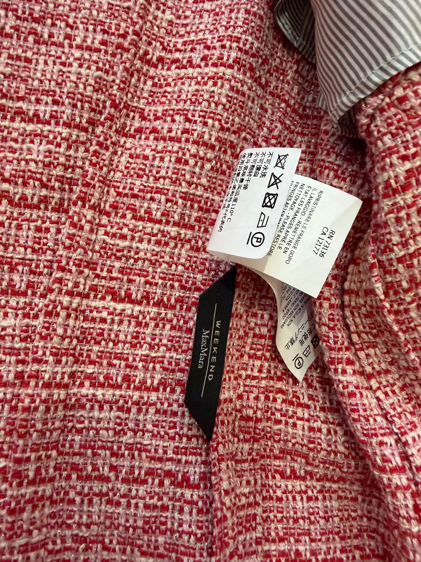 Red boucle Weekend MaxMara Blazer, Size 12