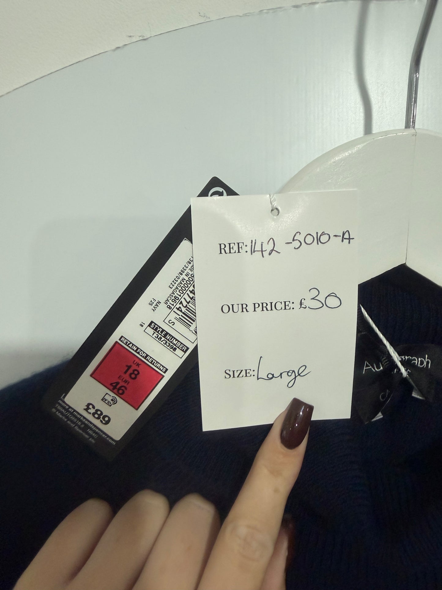 Navy Autograph Cashmere Jumper, Size Large