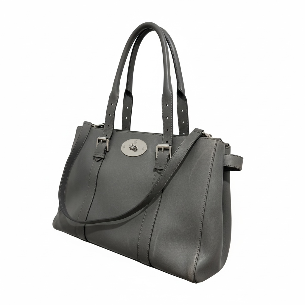 Grey with Silver Hardware Mulberry Double Zip Bayswater
