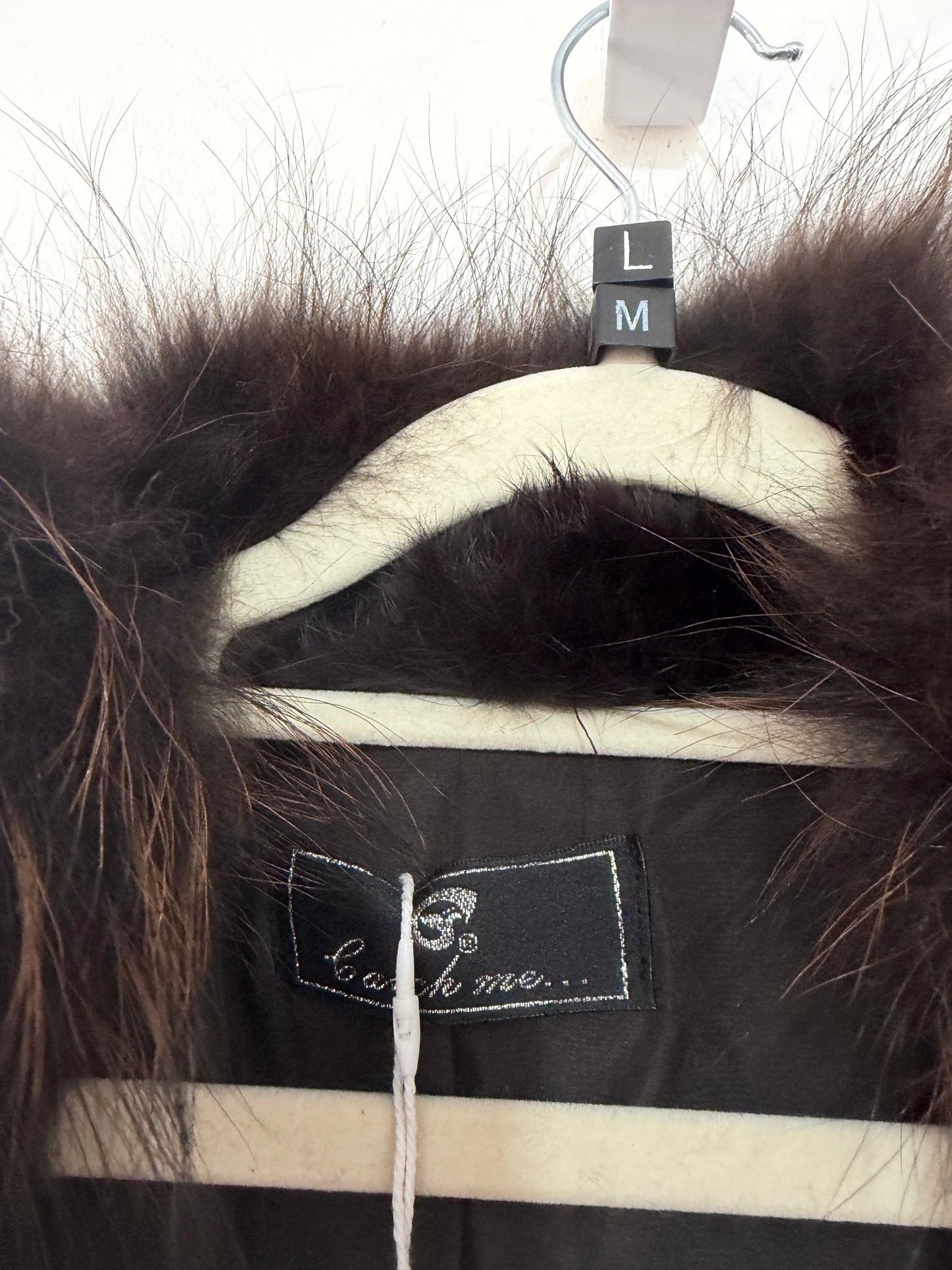 Preowned Brown Catch Me... Rabbit and Racoon Fur Coat, Size M/L