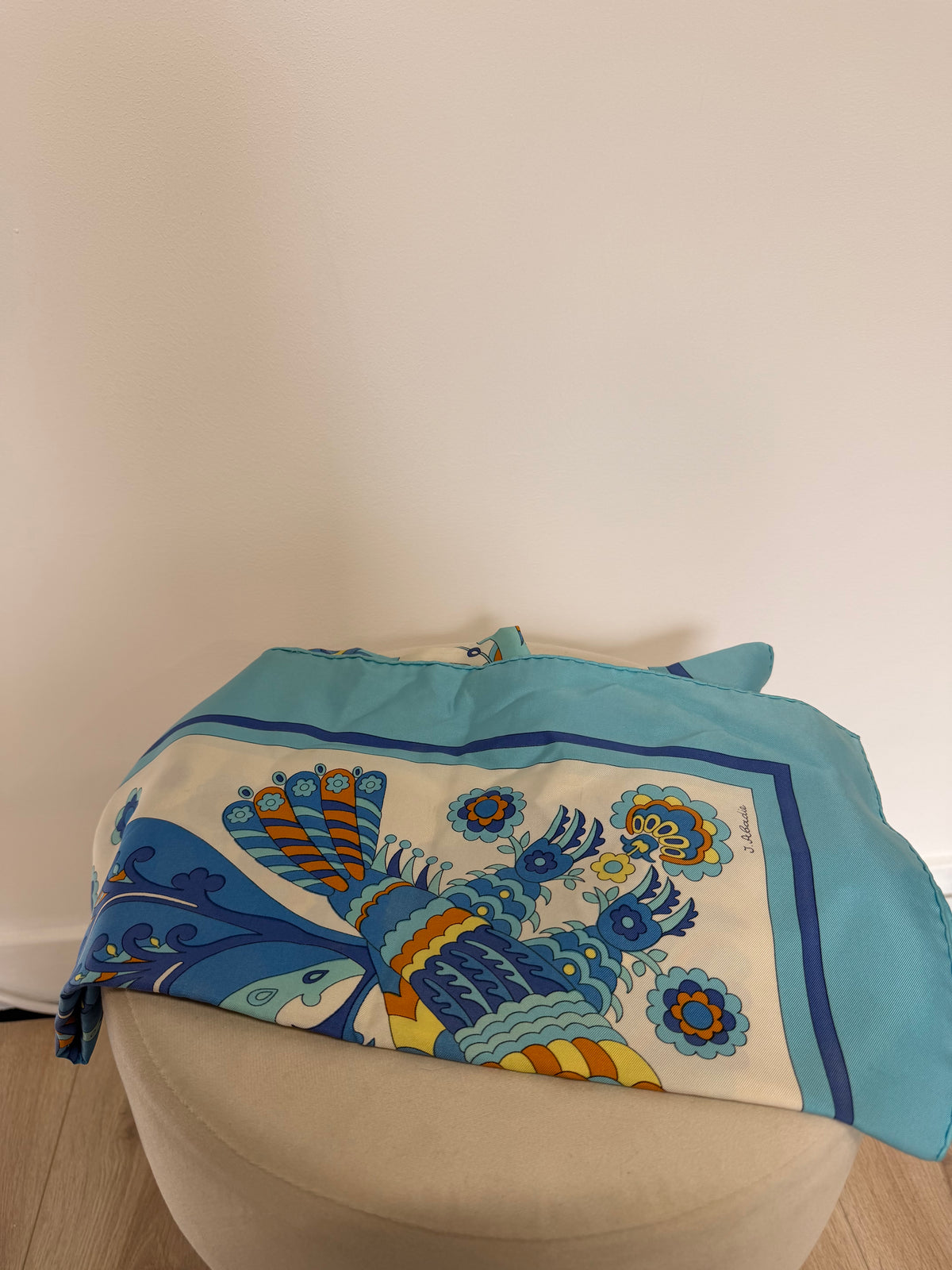 Preloved Blue Pattern Hermes Scarf