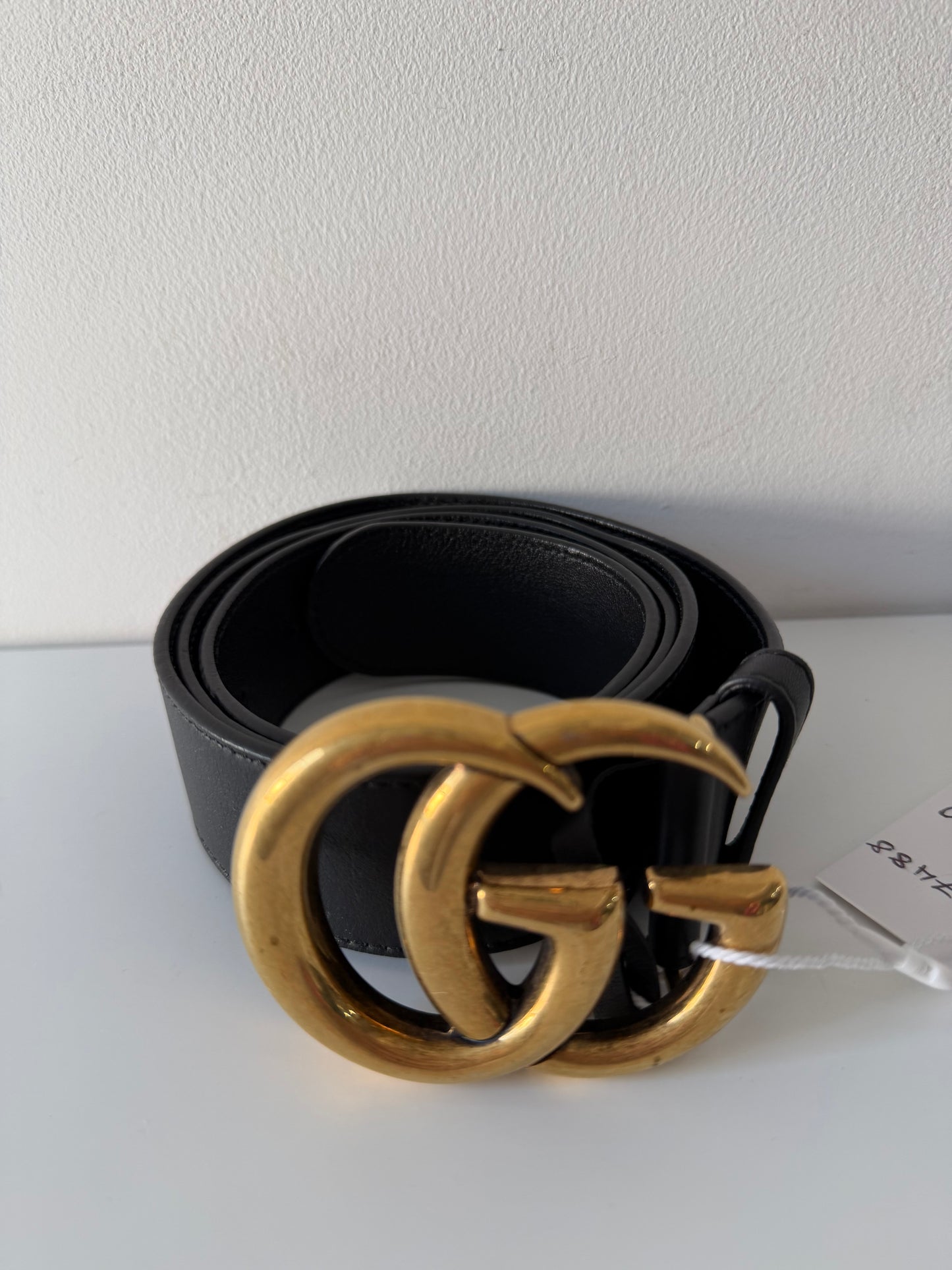 Pre-owned, Black with Gold Hardware Gucci Belt, Size 90/36