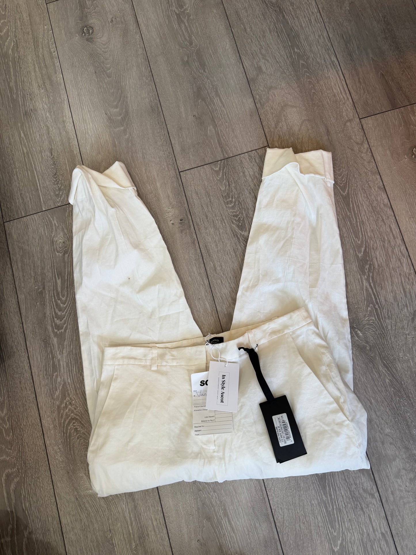 Preloved White Pinko Trousers, Size 46 - UK 14