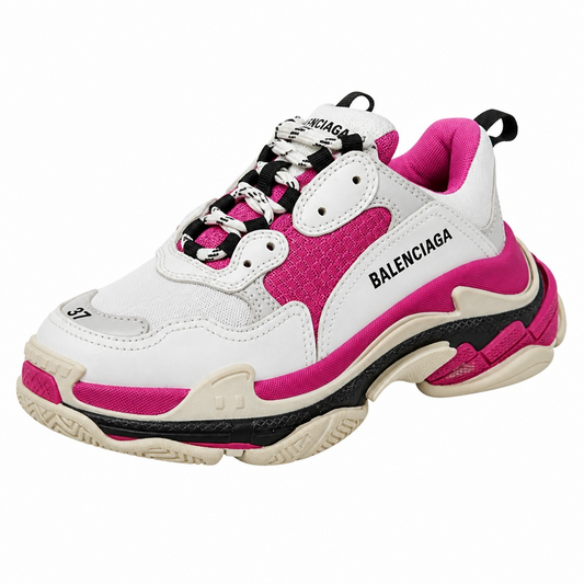 Preowned, Like New Pink Balenciaga Triple S Sneakers Trainers, Size 37 (Fits 38)