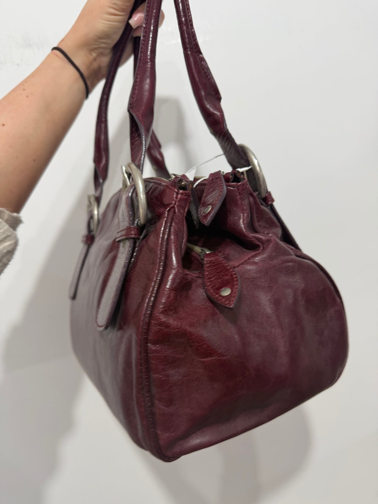 Burgundy/Wine Hobbs Leather Shoulder Bag, Vintage