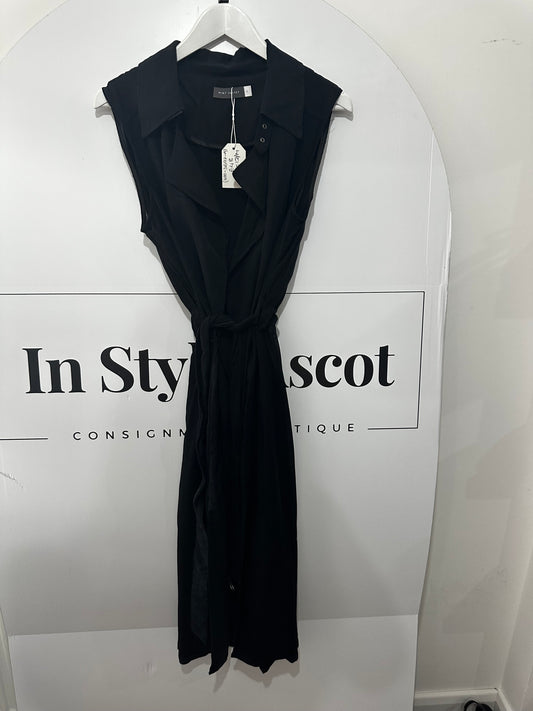 Mesh & Black Mint Velvet Long Belted Overcoat