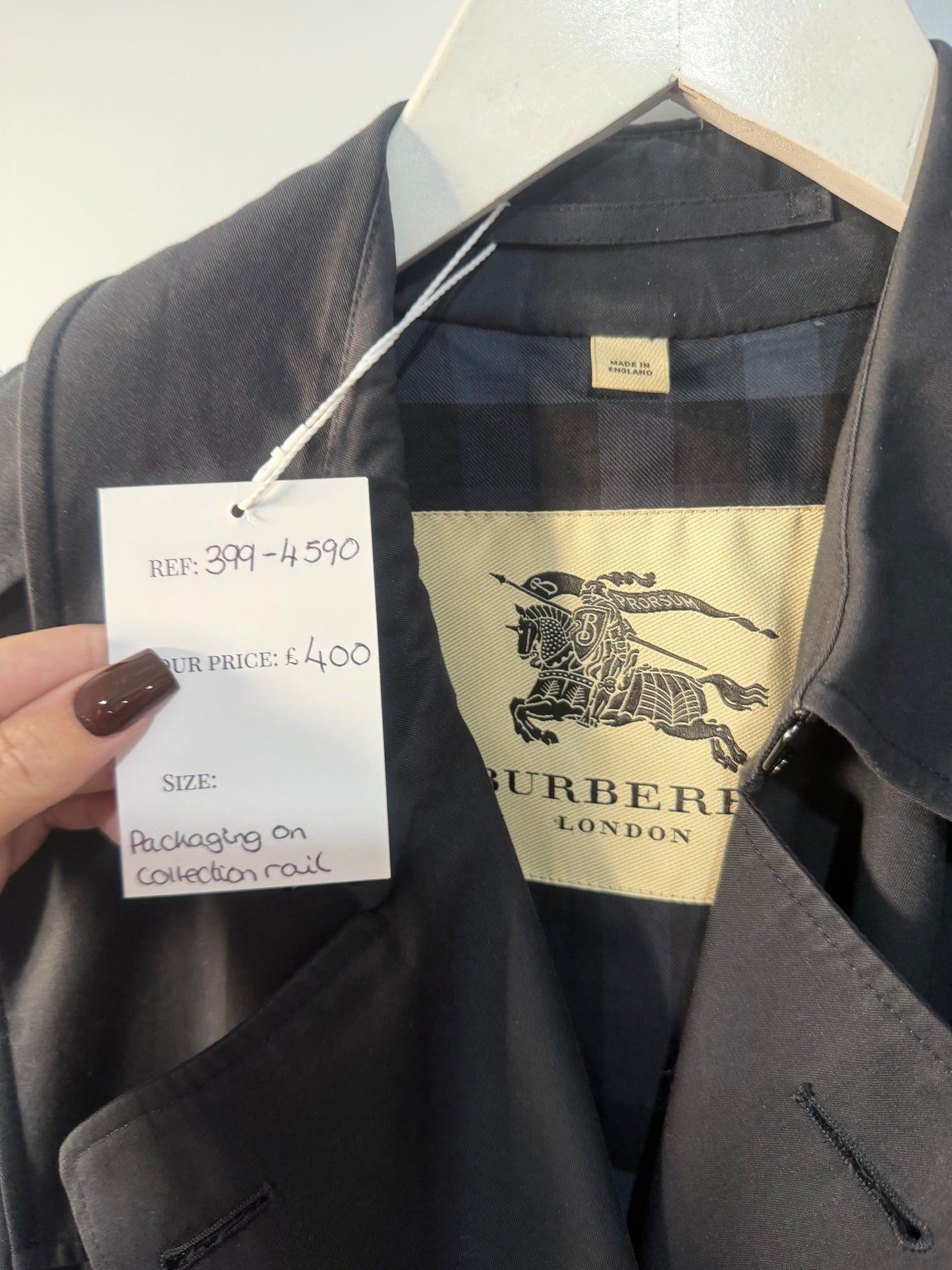 Black Burberry Trench, Size S