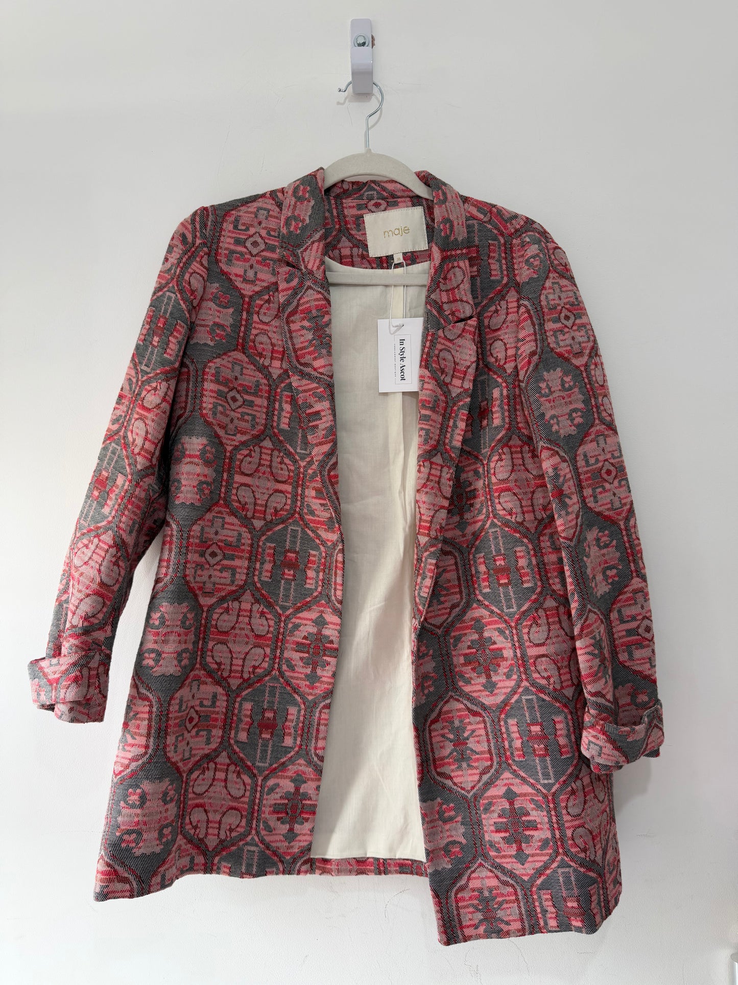 Preloved Maje Blazer 10 Red Pattern