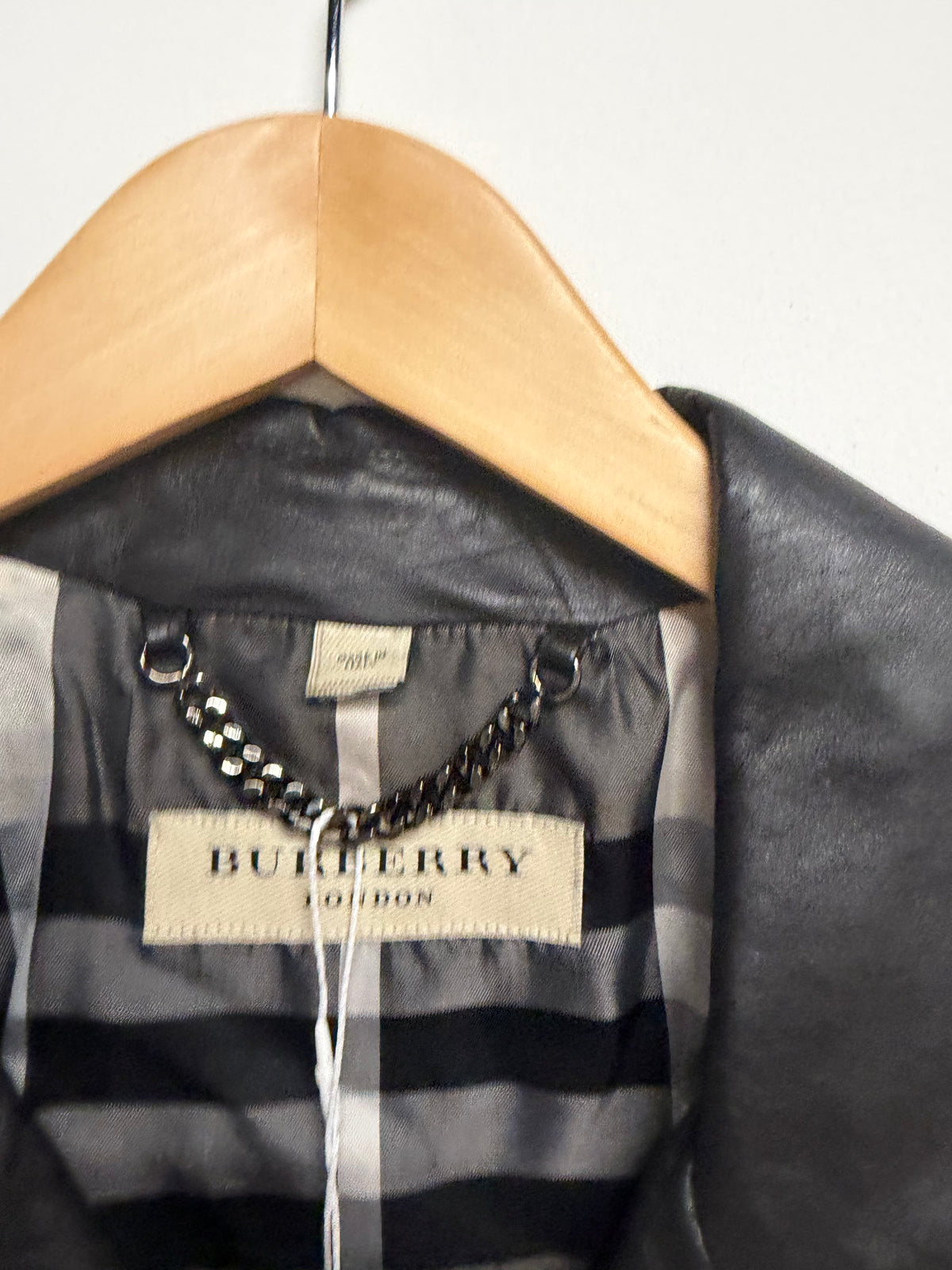 Preloved BNWT Burberry Leather Jacket Size 14 Black