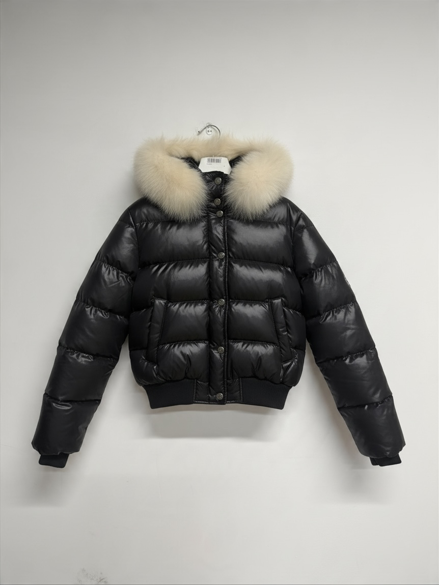 Preloved Galliano Puffer Coat Size 10 Black with White Fur