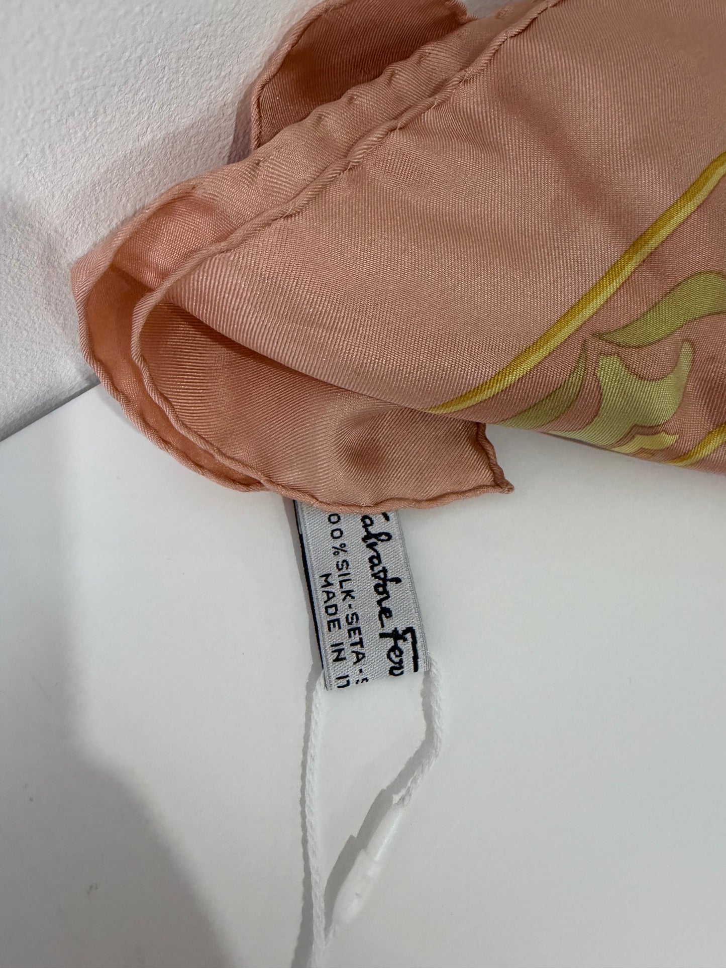 Pre-owned, Peach Salvatore Ferragamo Silk Scarf