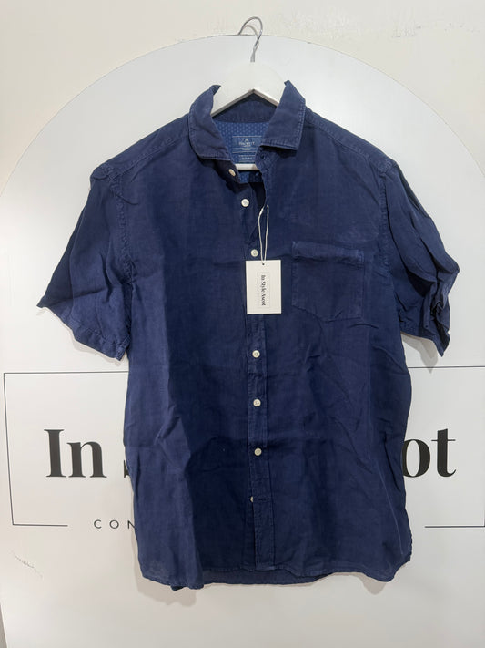 Navy Hackett Men’s Linen Shirt, Size Large