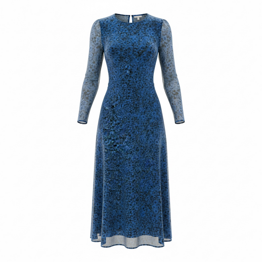 Pre-owned Blue with floral pattern Whistles Dress, Size UK 8