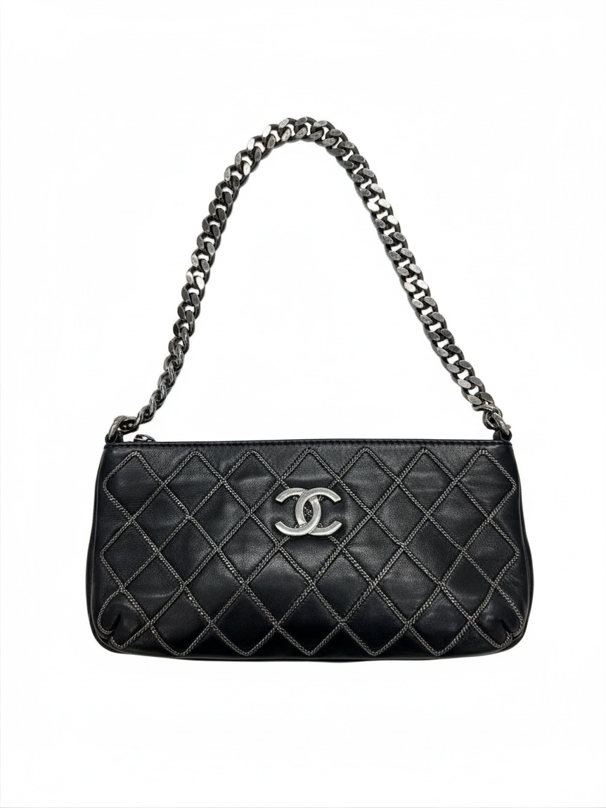 Preloved Chanel Lambskin Black Shoulder Handbag