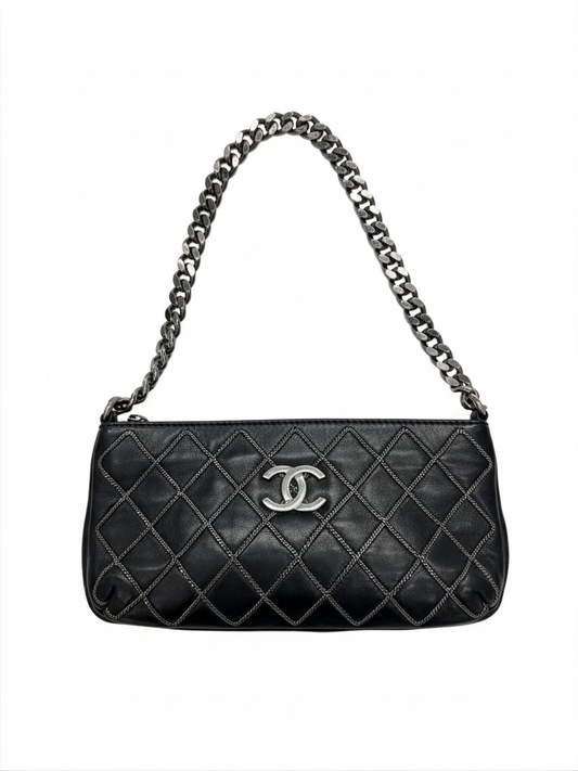 Preloved Chanel Lambskin Black Shoulder Handbag