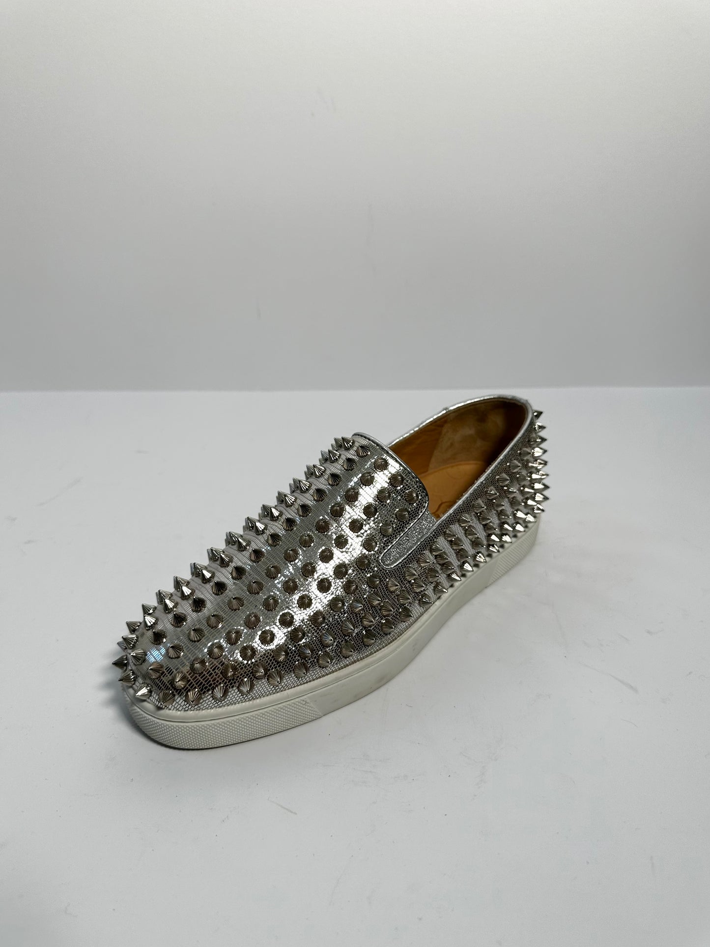 Silver Christian Louboutin Loafers, 37.5