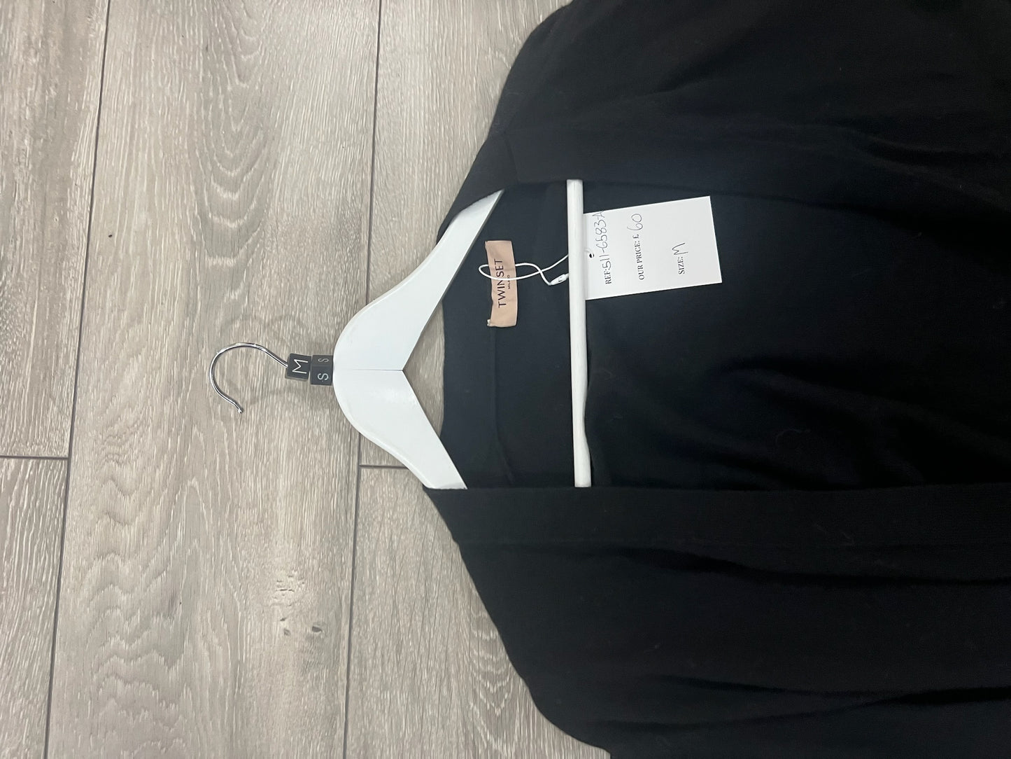 Pre-owned black fringe sleeve Twinset Cardigain, Size M