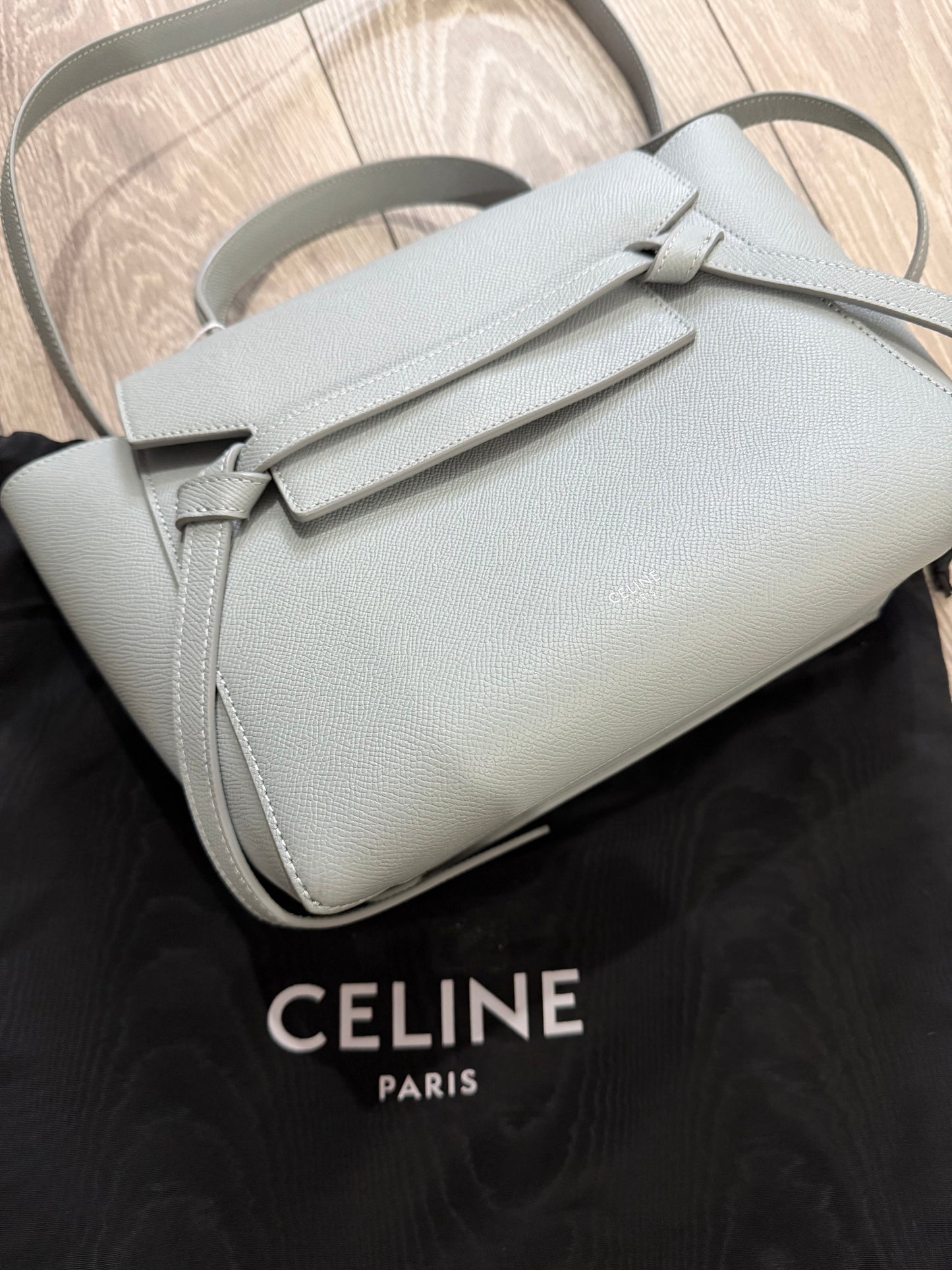 Grained Grey/Light Blue Celine Micro Belt Bag