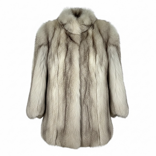 Pre-loved blue fox  Real fur coat, Size 8-10