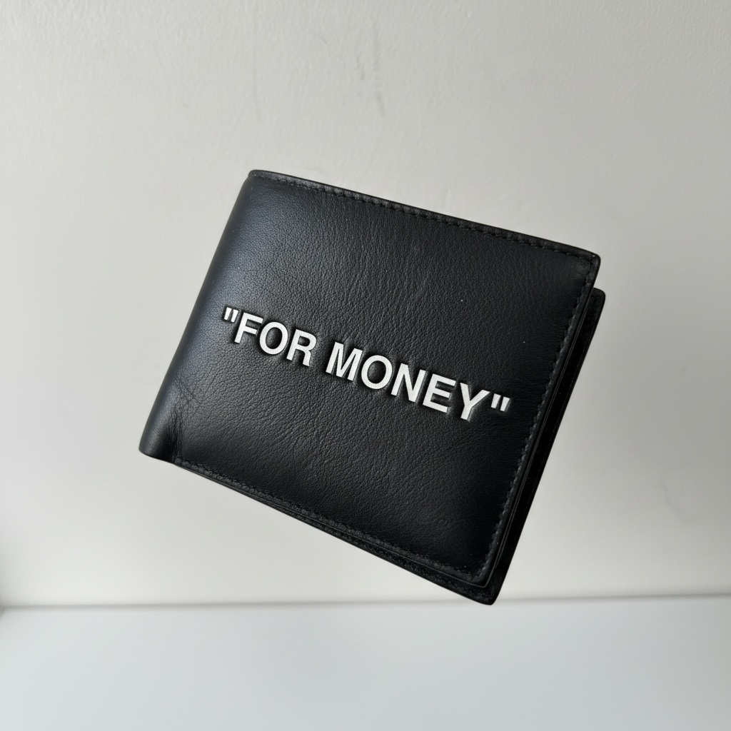 Preowned but NEW, Black Off White Wallet