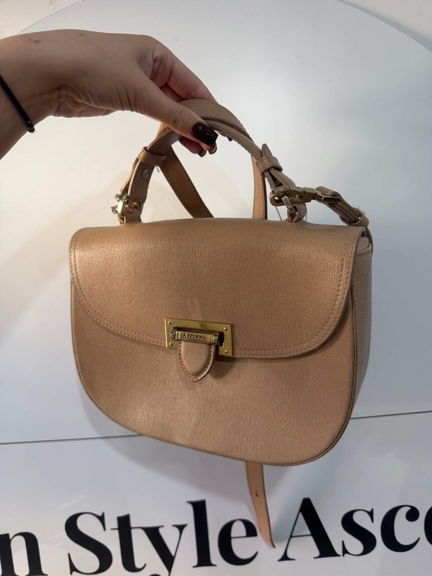 Beige Aspinal of London Crossbody Bag