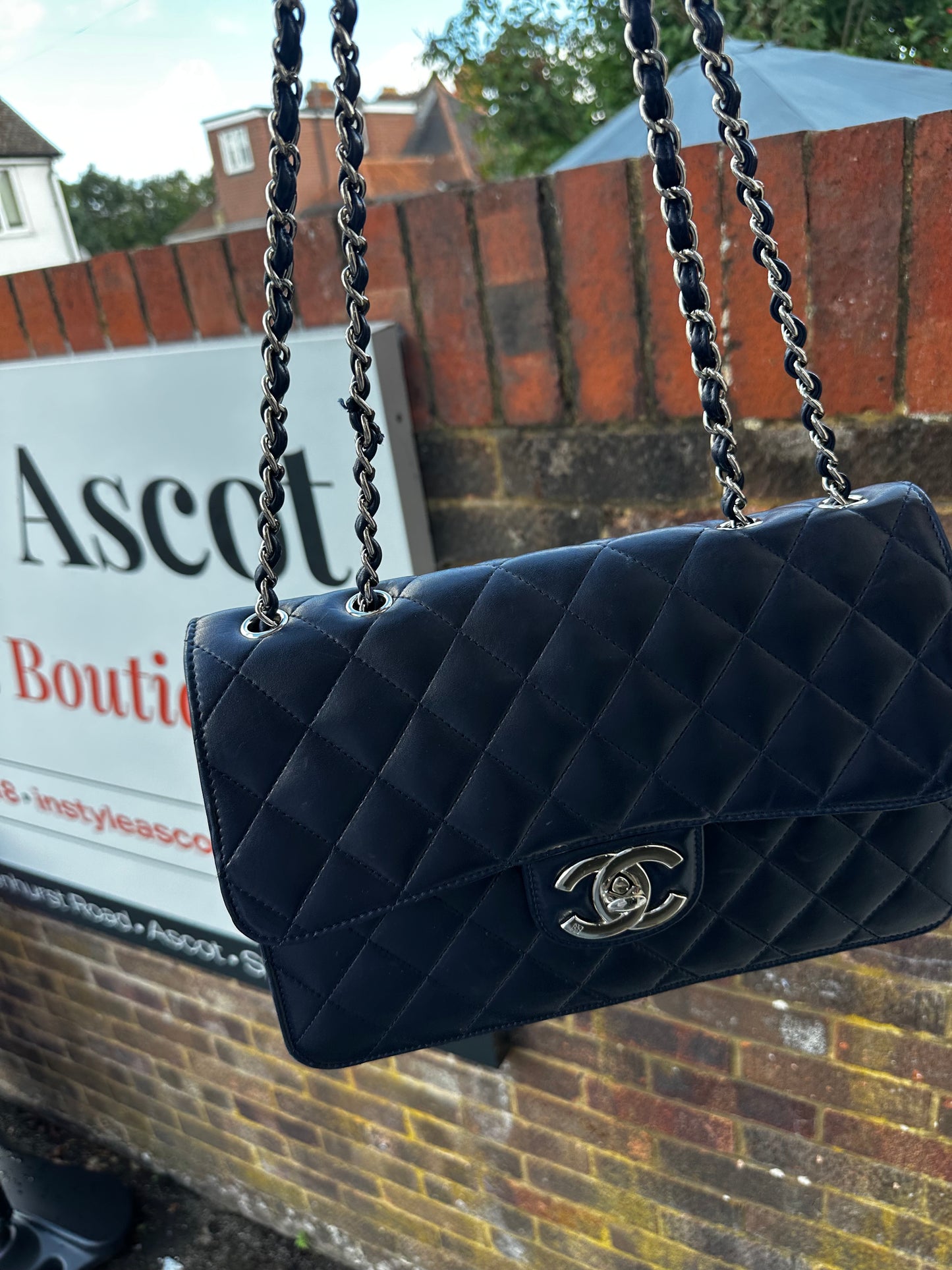 Navy with Silver Hardware Chanel Double Flap
