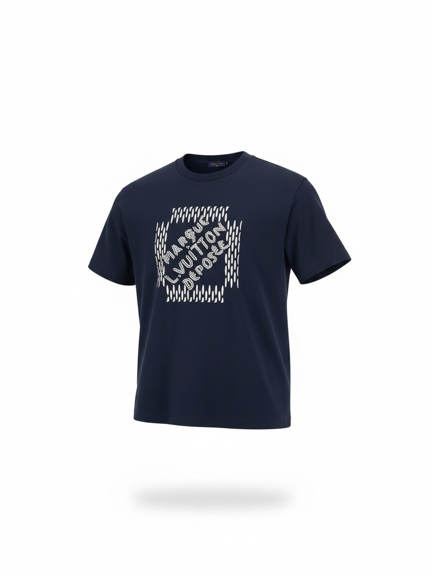 Preloved Louis Vuitton Men's T-Shirt Size L Navy