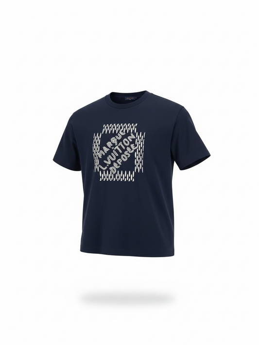 Preloved Louis Vuitton Men's T-Shirt Size L Navy