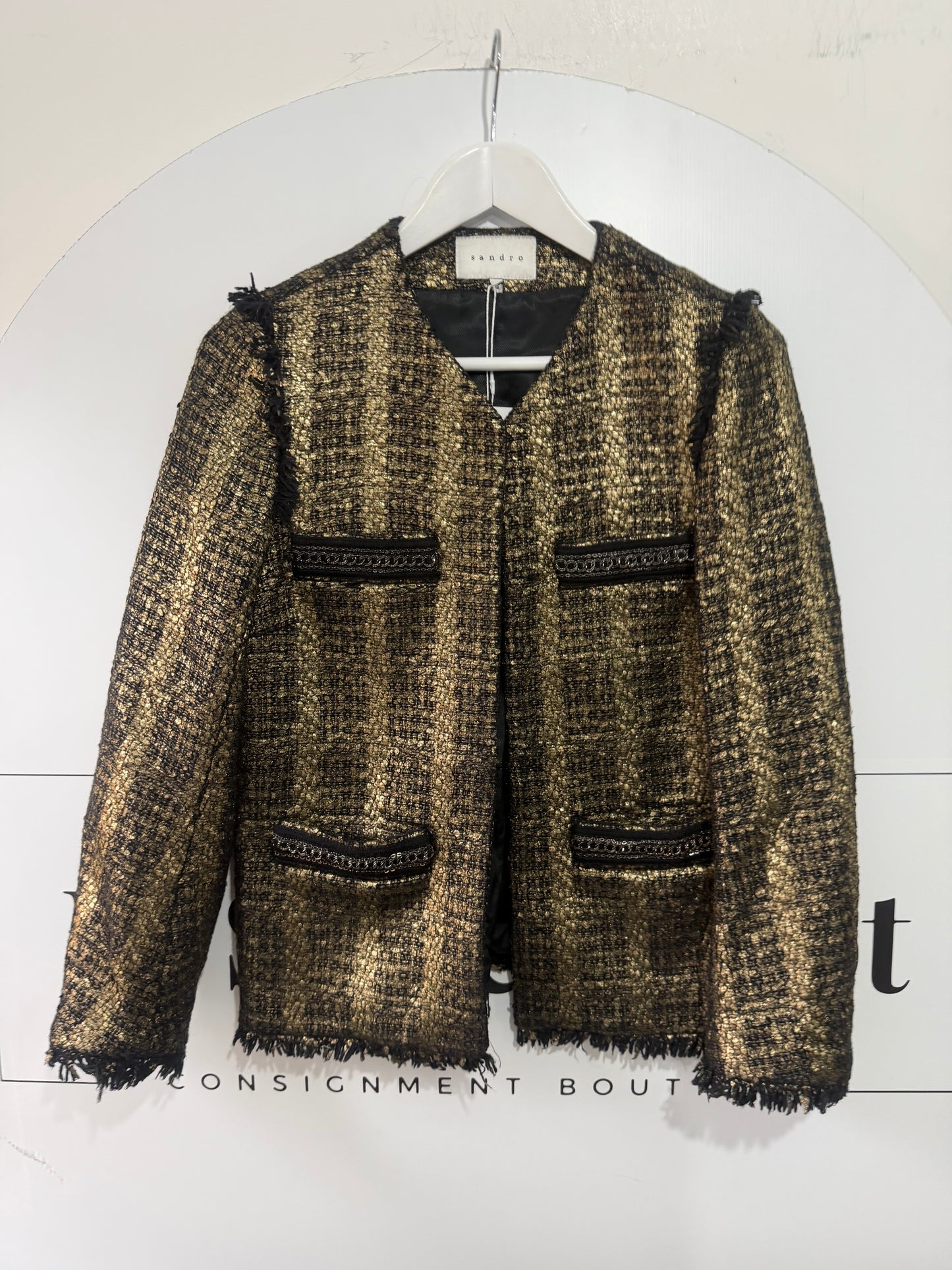 Gold Sandro Jacket, Size 38 (UK 10)