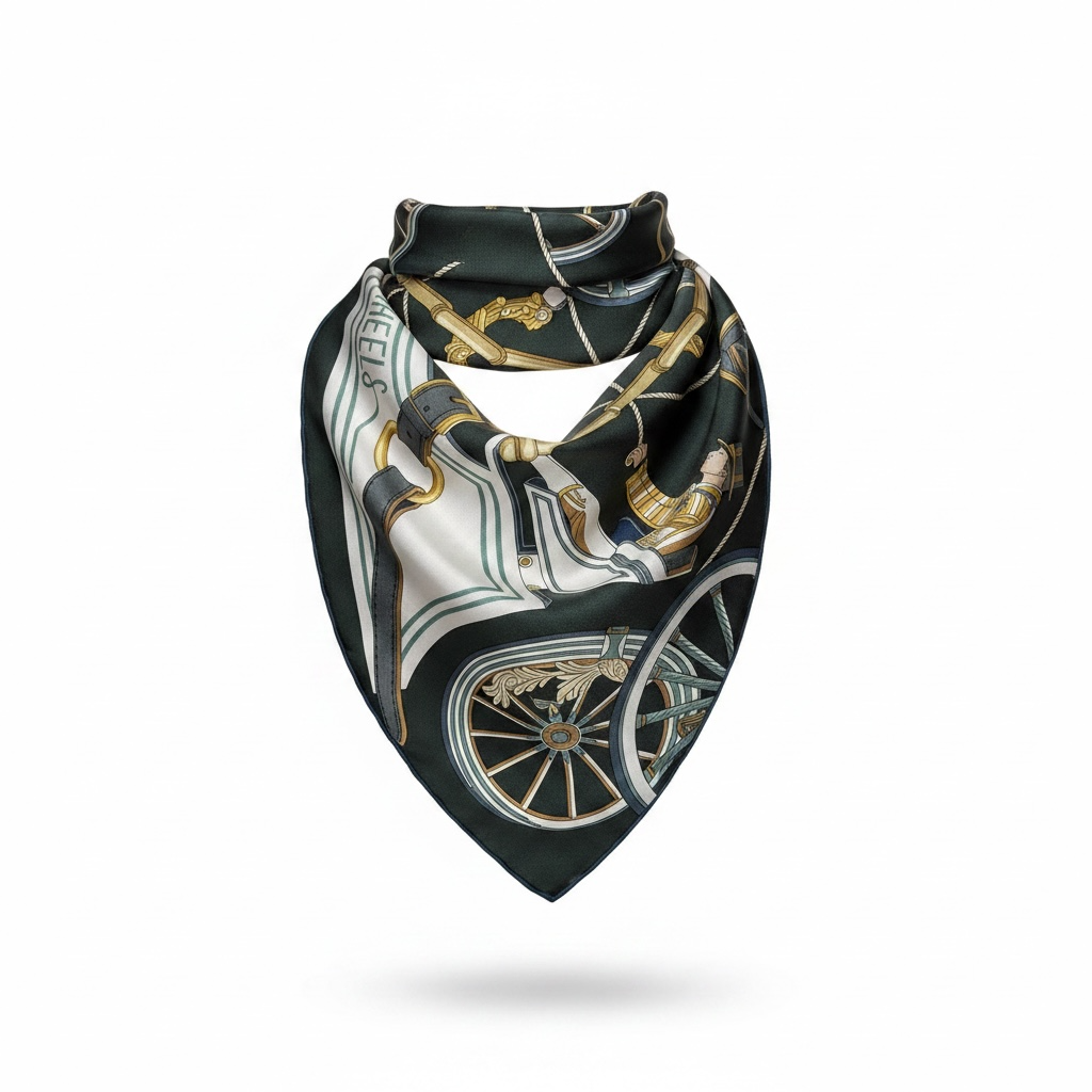 Pre-owned new boxed stately wheels Hermes Silk Scarf