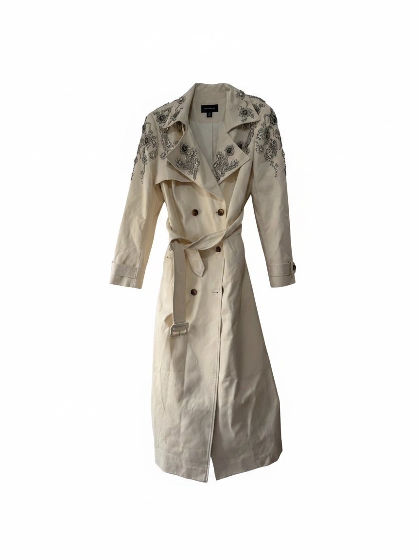 Preloved Karen Millen Trench Coat Size 12 Cream BNWT