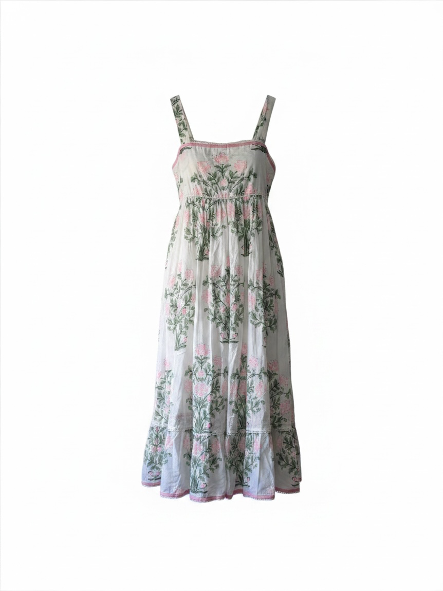 Preloved Juliet dunn London Dress Size 3 12-14 White and Pink