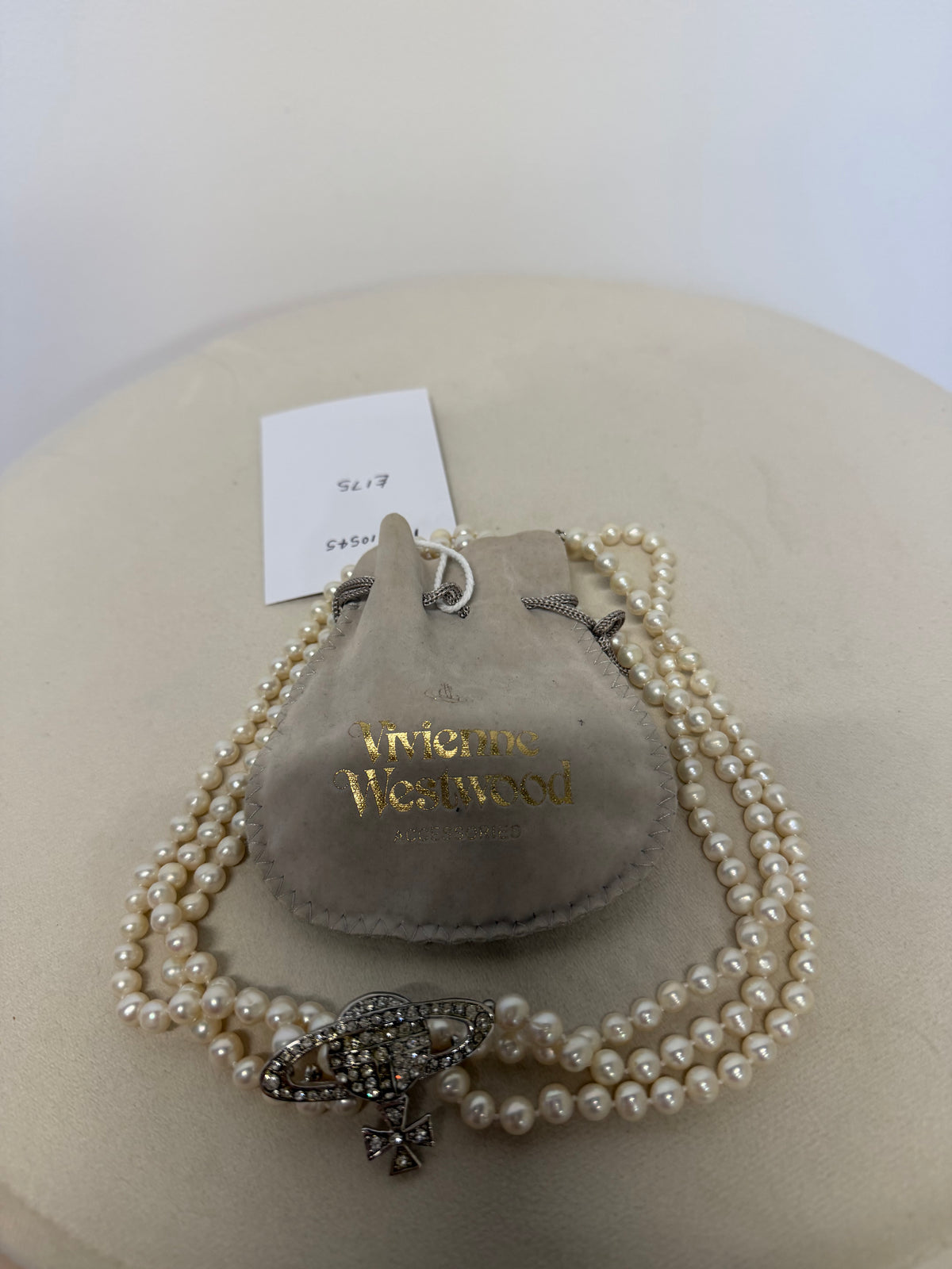 Preloved Vivienne Westwood Pearl Choker Necklace White and Silver