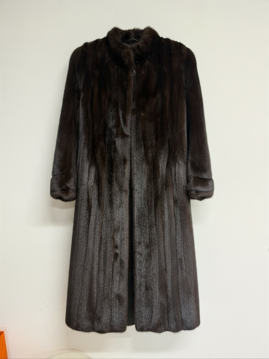 Preloved Vintage Mink Fur Coat Size 8-12 Deep Chocolate Brown
