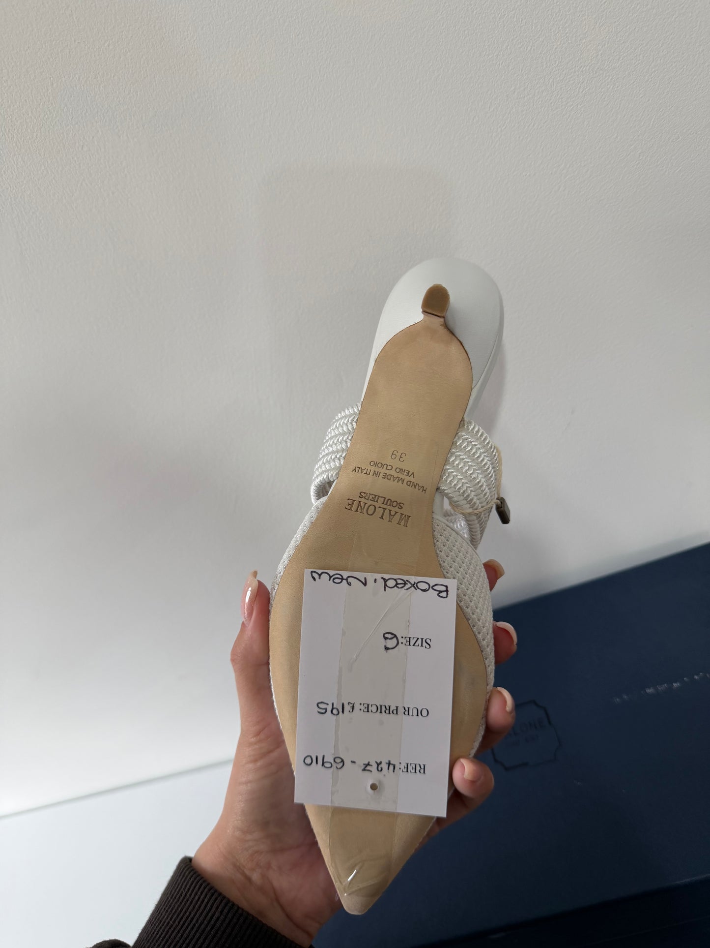 Pre-owned, Brand New White Malone Souliers Kitten Heels, Size 39 - UK 6