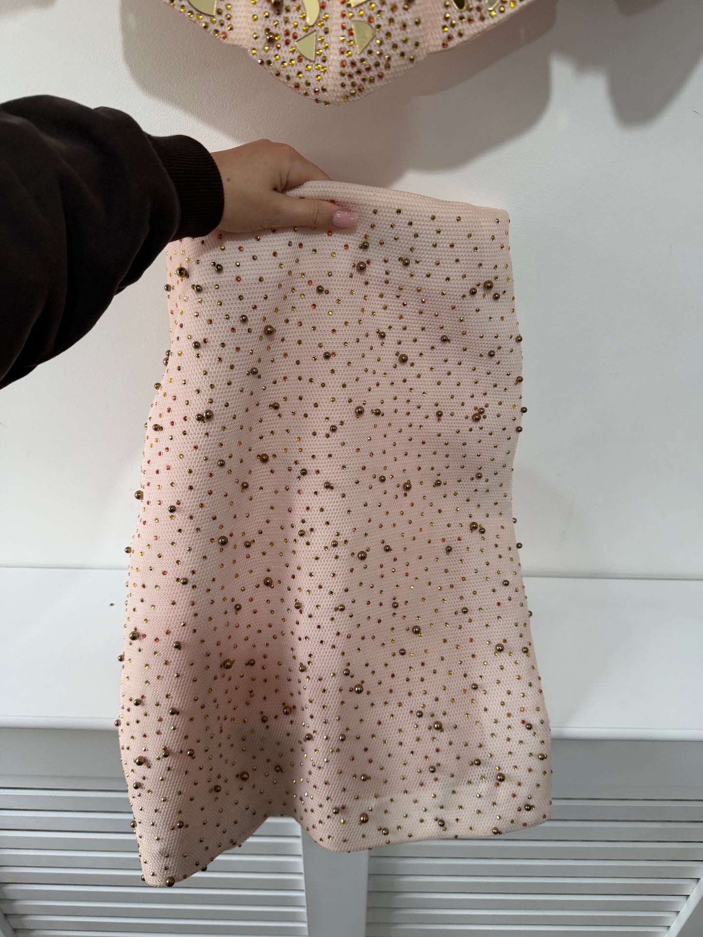Pre-owned, Blush Pink Ruby Ascot Suit, Size Large Top Small Bottom