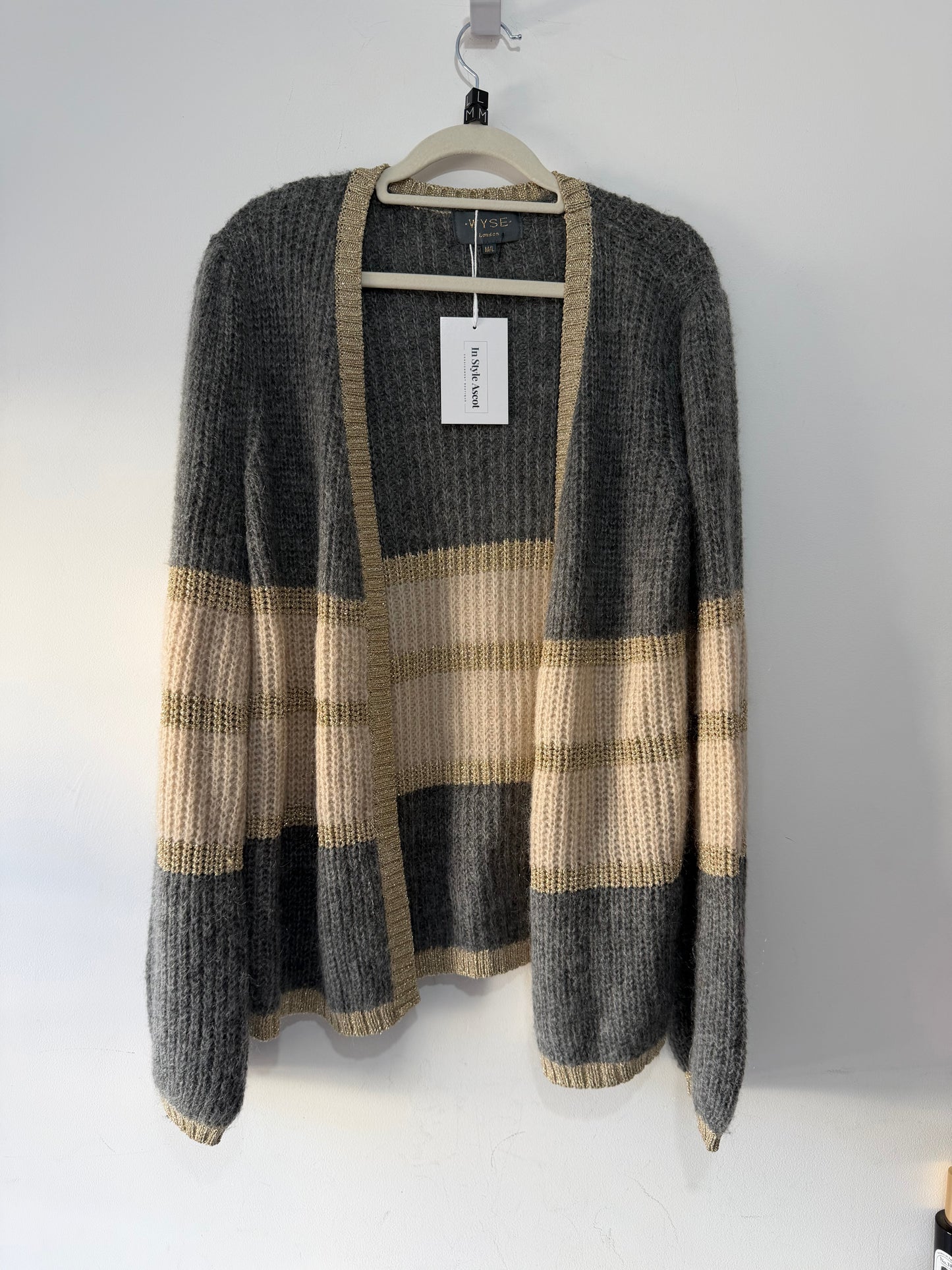 Preloved Wyse Cardigan Size M/L Grey and Gold