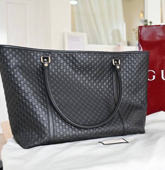 Black Gucci Tote Bag, New, Guccisima
