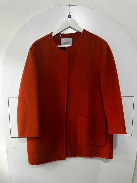 Burnt Orange Jigsaw Wool Coat, Size M